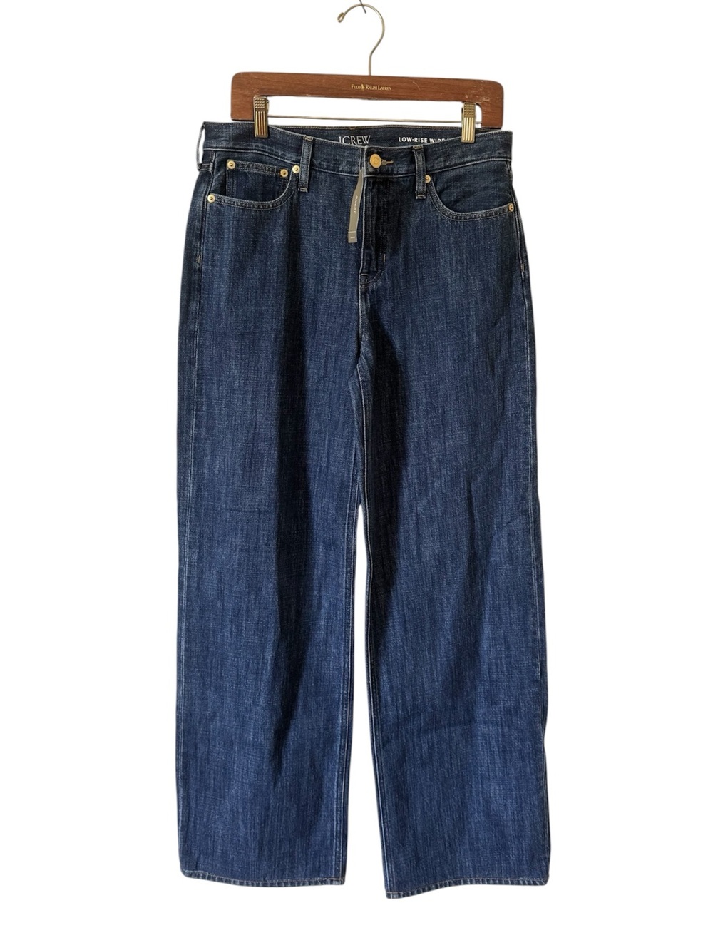 Jcrew Low Rise Wide Leg Jeans Dark Rinse Wash Denim Womens 27 Tall NWT - Picture 2 of 11